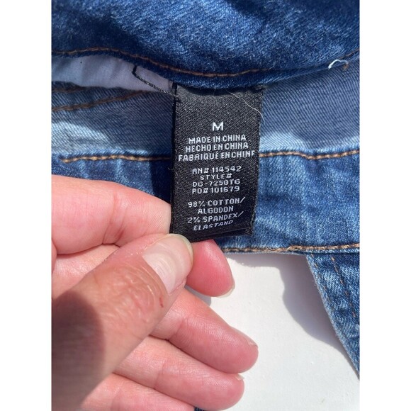 Dollhouse 90s Bib Overalls Juniors M Skinny Stretch Medium Wash Zip Side - Picture 3 of 11